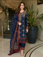 MEENA-3 pcs Embroidered silk suit