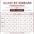 ALANI Royal Maroon- 3 pieces heavy embroidered chiffon Maxi Dress