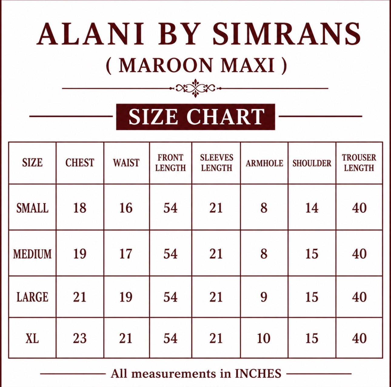 ALANI Royal Maroon- 3 pieces heavy embroidered chiffon Maxi Dress