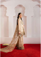 ALANI Champagne Beige- 3 piece Embroidered chiffon Peplum Suit