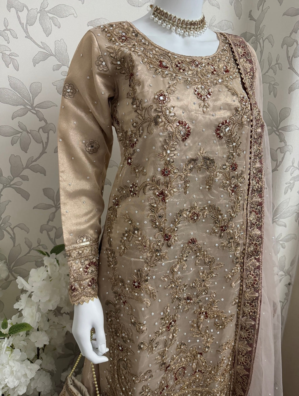AMAIRA-3 pieces heavy Embroidered Masoori Gharara Suit