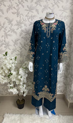 ETHNIC LUX- 3 Piece  embroidered viscose Suit