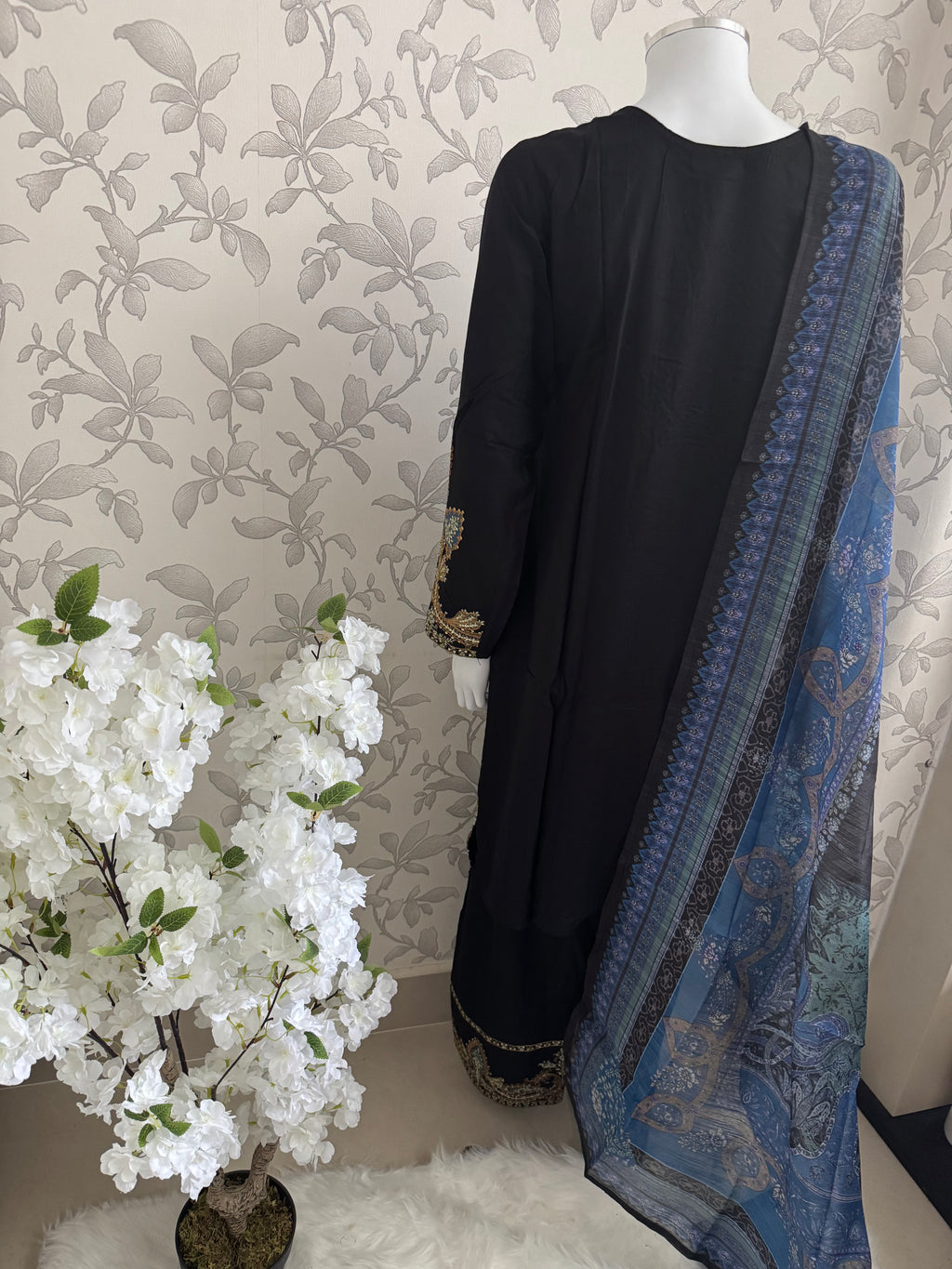 M Prints inspired Embroidered 3-Piece Suit | Pakistani Designer Dress