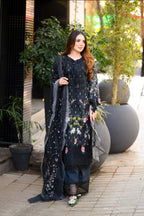 Black Floral-3 piece Embroidered Lawn Suit