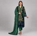 D2 VELVET-Emerald Royale Embroidered 3-Piece Suit with Luxury Dupatta