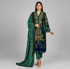 D2 VELVET-Emerald Royale Embroidered 3-Piece Suit with Luxury Dupatta