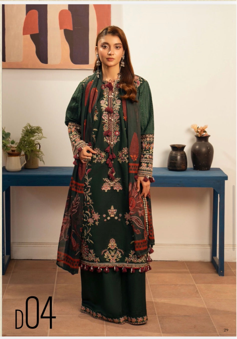 HUSN-E-EID 3 pieces embroidered viscose Suit