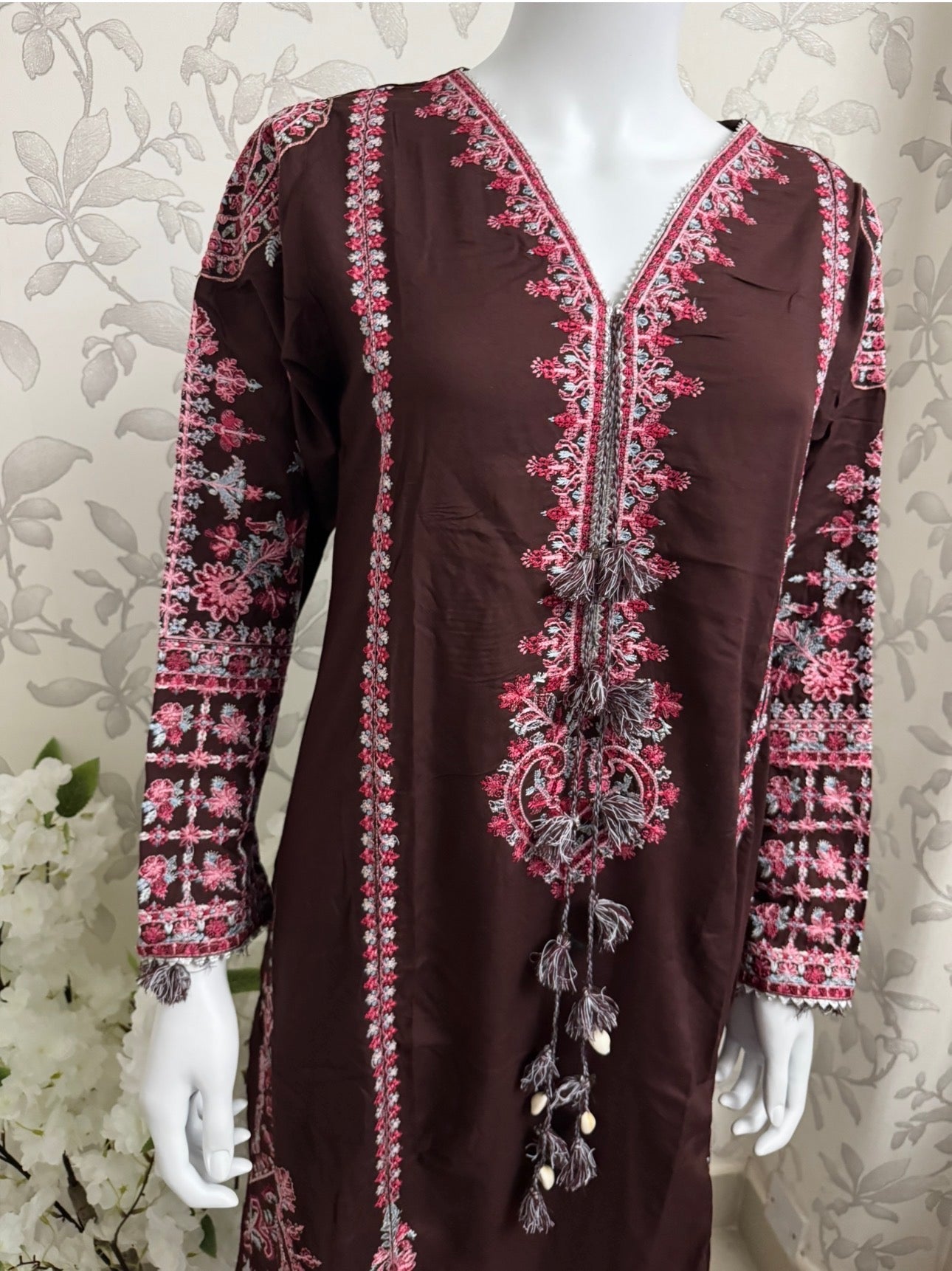 HUSN-E-EID 3 piece heavy Embroidered viscose Suit