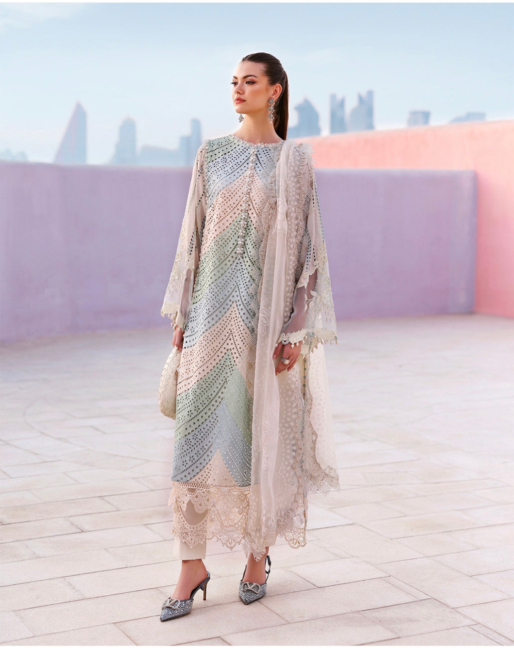 Mint Pearl- 3 piece Luxury Embroidered Lawn Suit