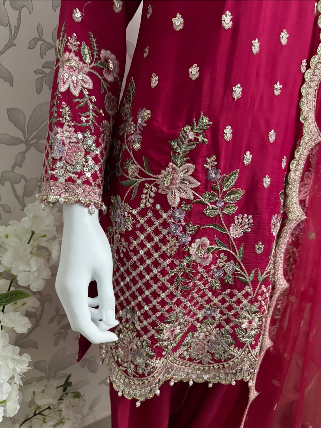 ETHNIC LUX- 3 piece Embroidered viscose Suit