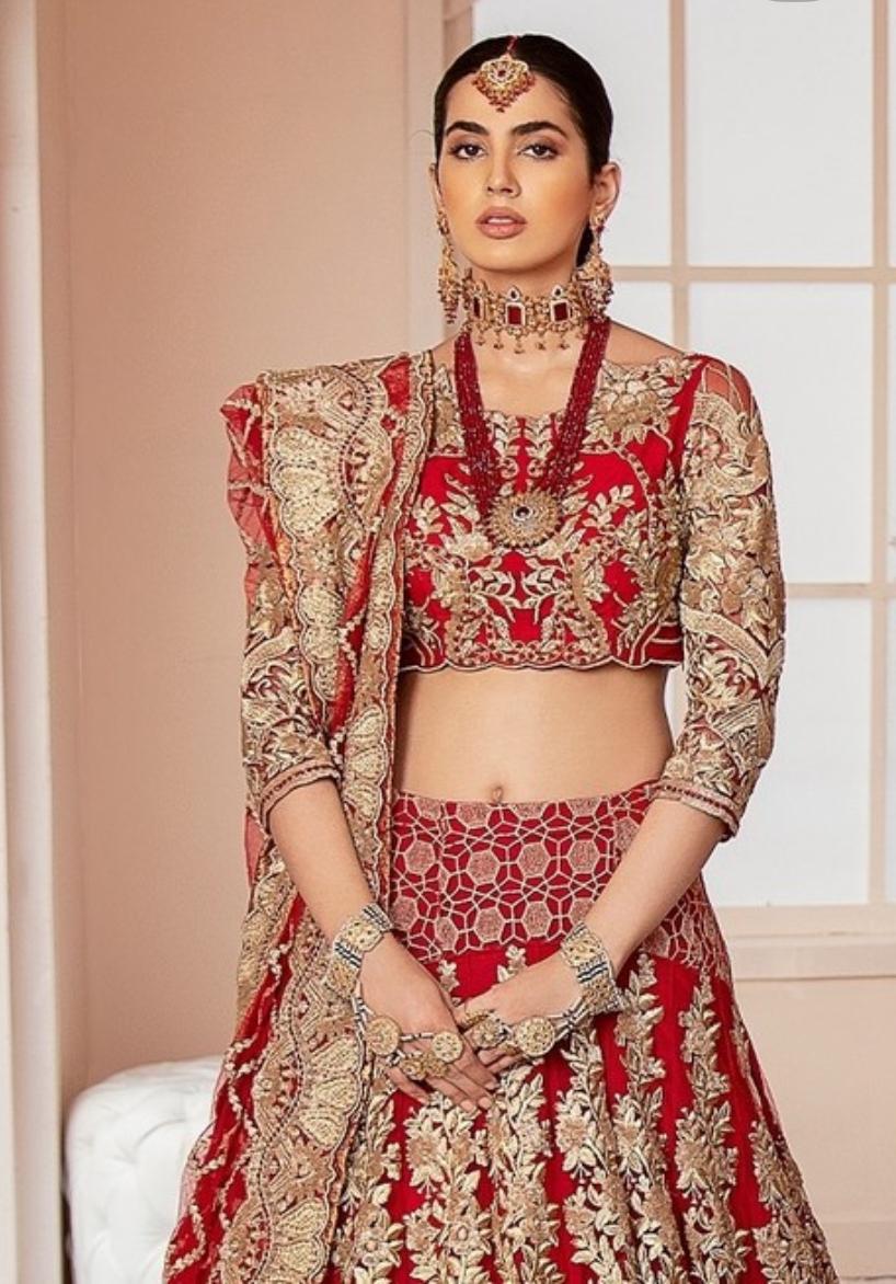 IMROZIA-3 pieces Bridal Lehenga Choli Pakistani Wedding Dress