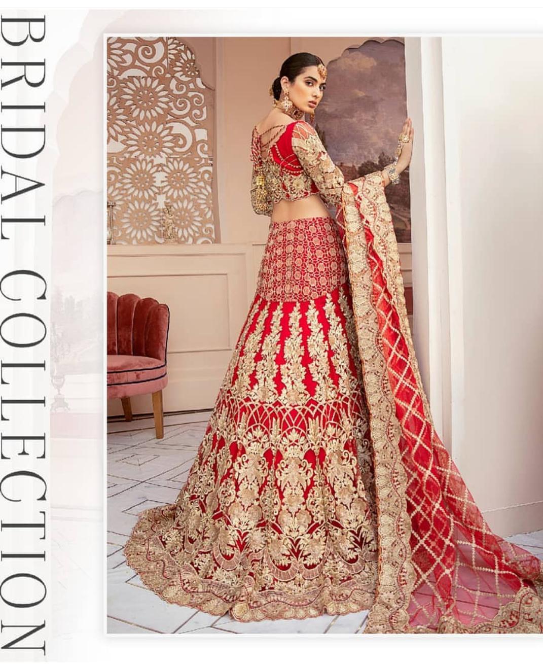 IMROZIA-3 pieces Bridal Lehenga Choli Pakistani Wedding Dress