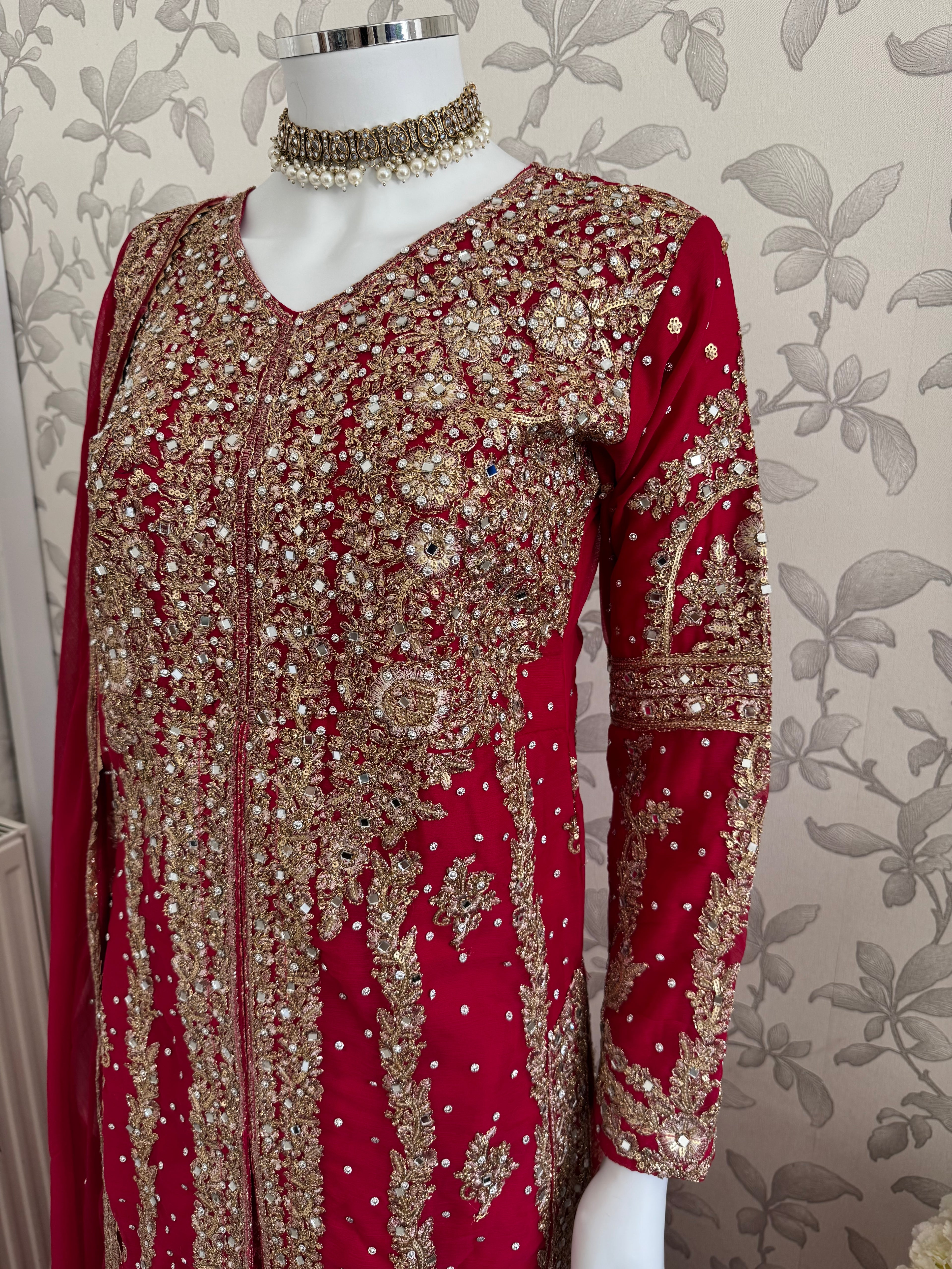 AFREEN - 3 piece embroidered Chiffon wedding Suit