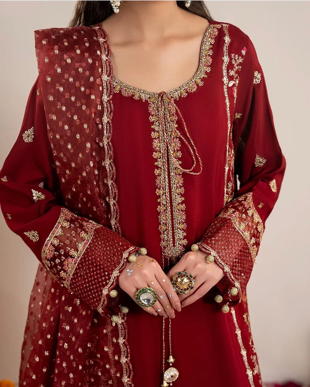 CHAAND RAAT- 3 piece Embroidered Raw Silk suit