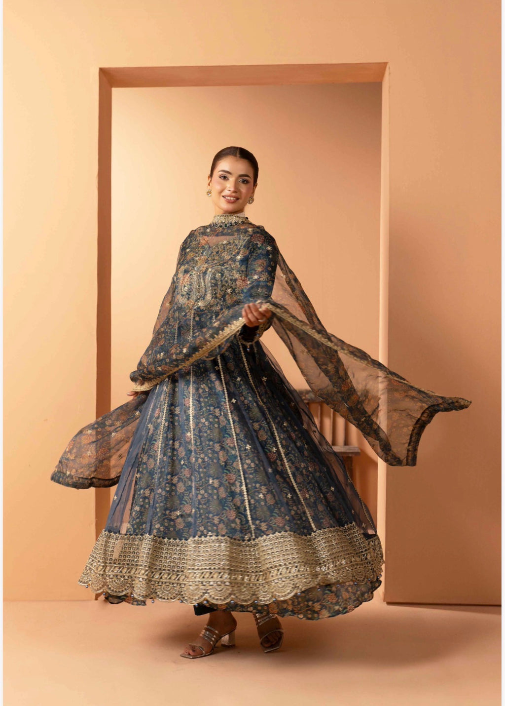 ANARKALI- 3 piece Embroidered suit
