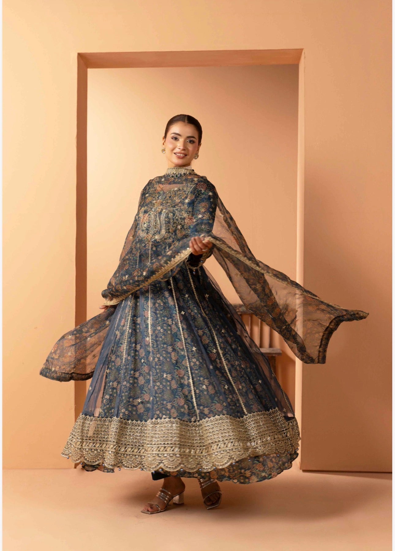 ANARKALI- 3 piece Embroidered suit