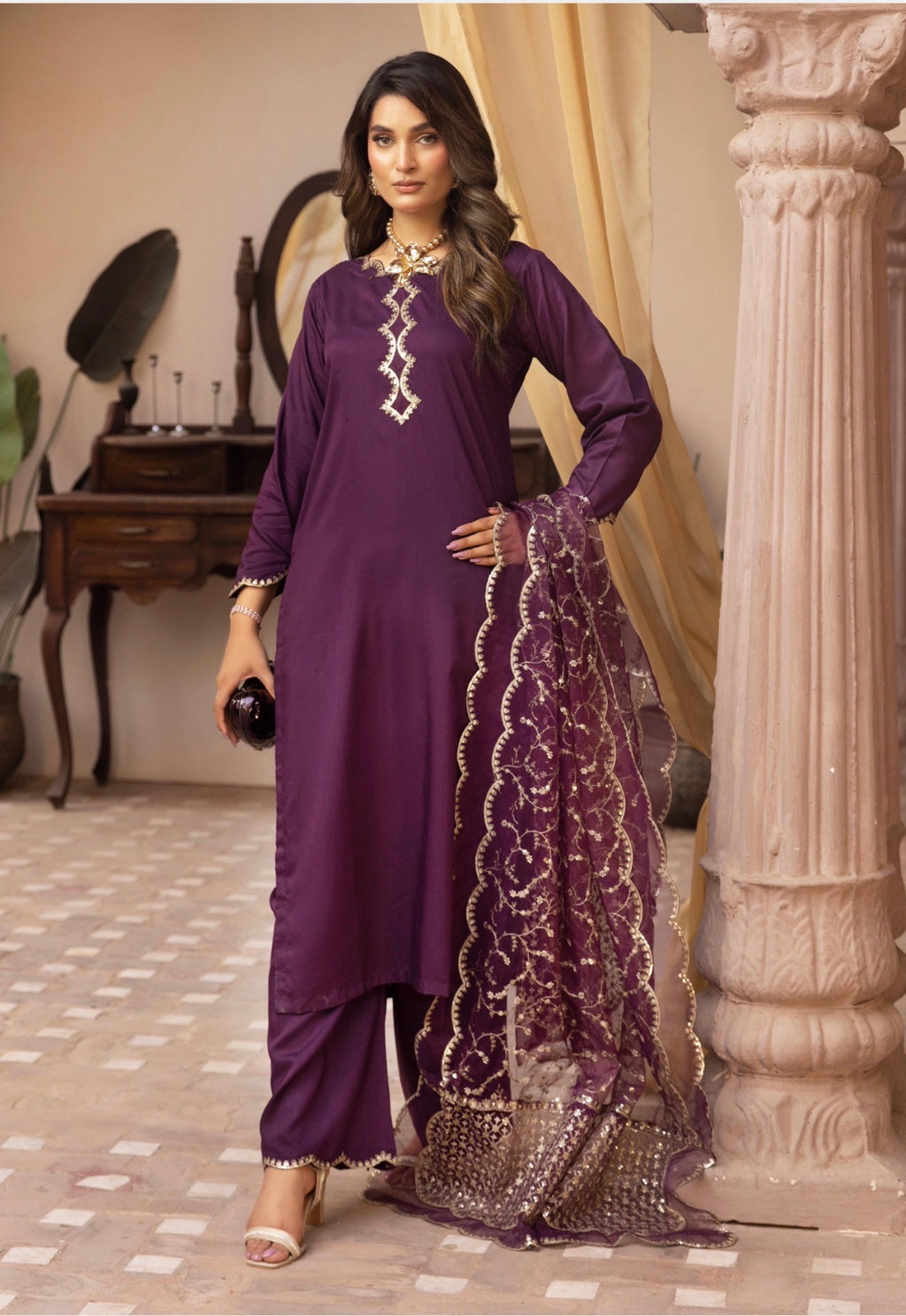 ALARA-3 piece Embroidered Viscose suit