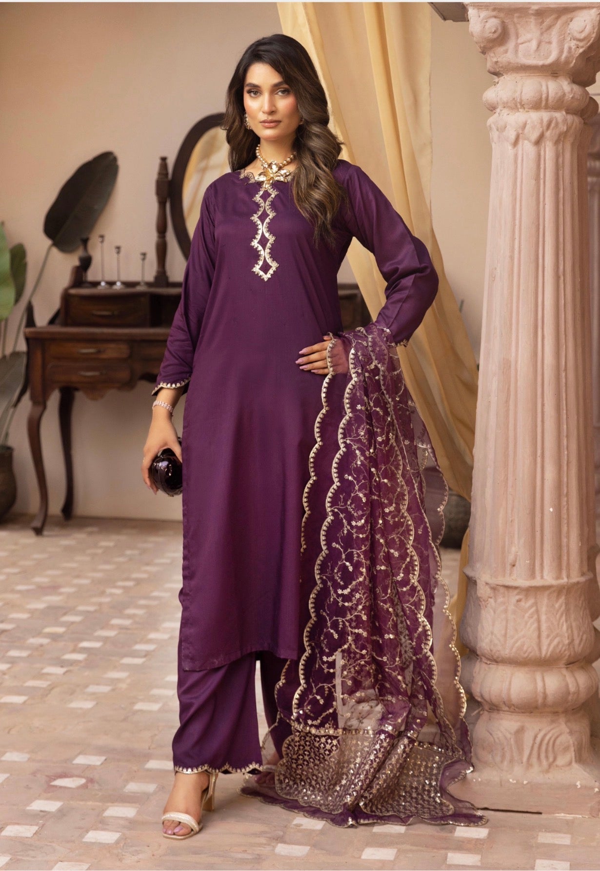 ALARA-3 piece Embroidered Viscose suit