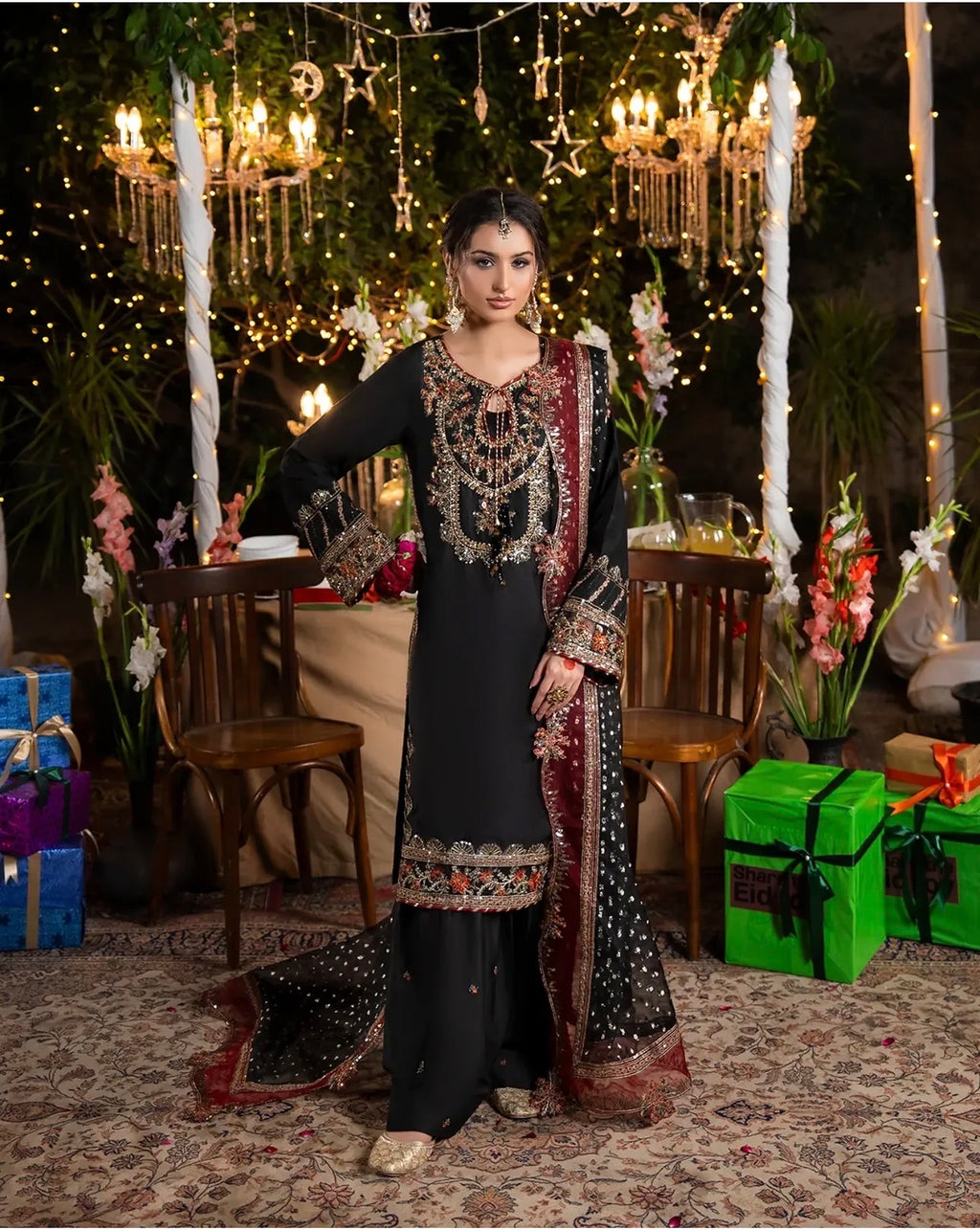 CHAAND RAAT- 3 piece Embroidered Raw Silk Suit