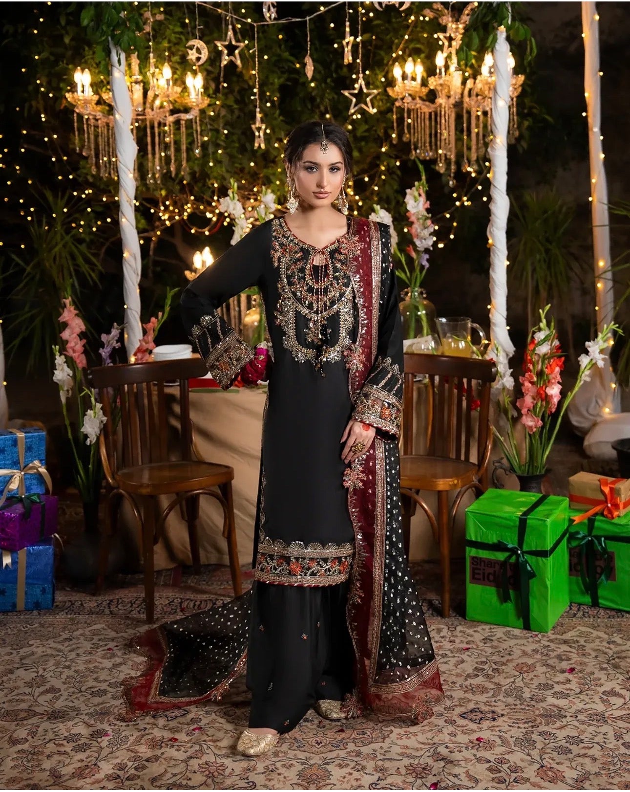 CHAAND RAAT- 3 piece Embroidered Raw Silk Suit