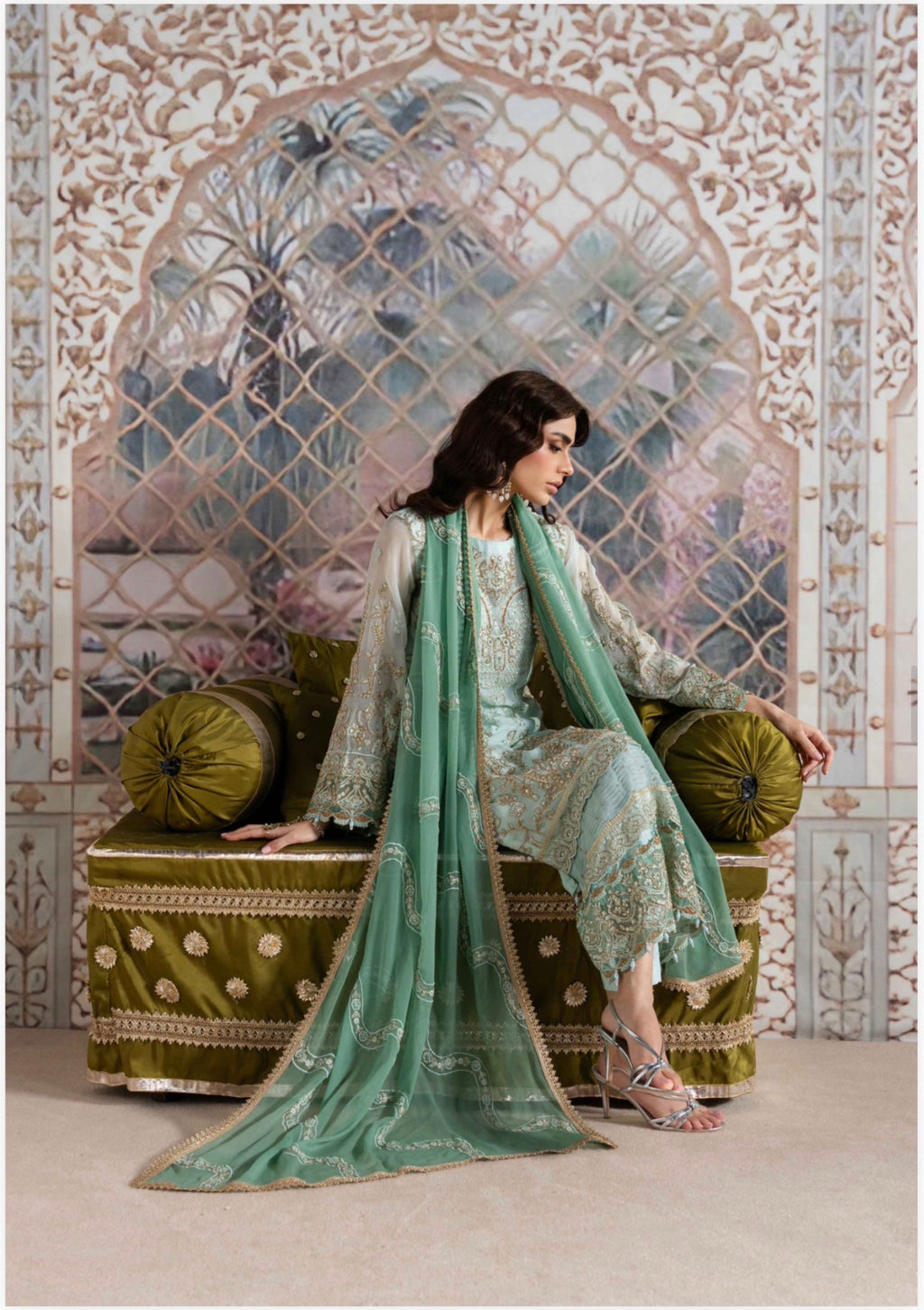 ALANI Mint Green- 3 pieces Embroidered chiffon Suit