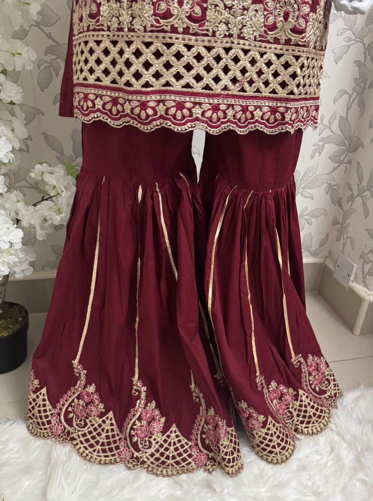 HIRA- 3 pieces Embroidered Gharara Suit