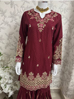 HIRA- 3 pieces Embroidered Gharara Suit