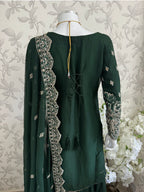 SAFFA- 3 piece Embroidered Chiffon Gharara Suit