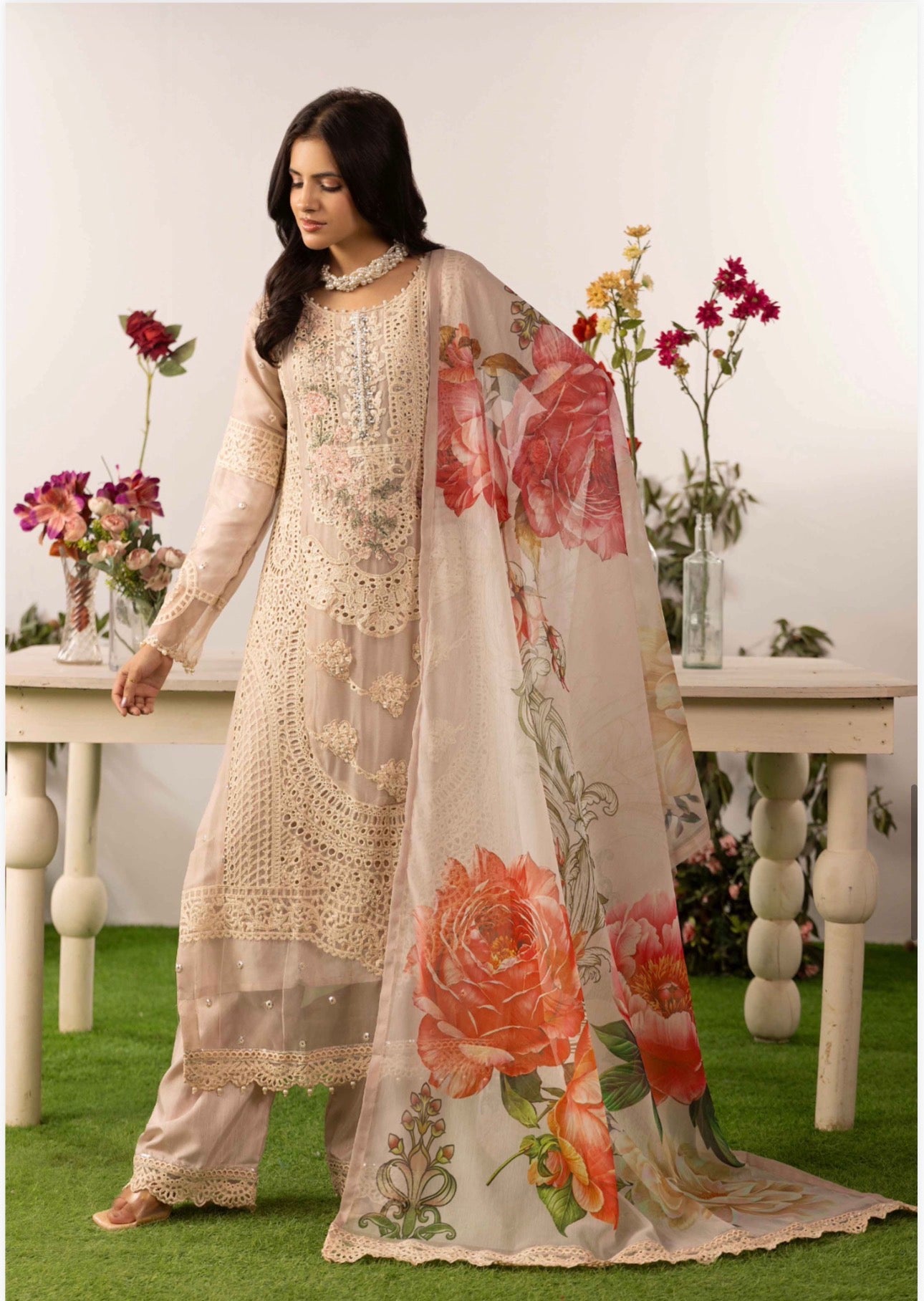 ELYSIA - 3 piece Embroidered Chiffon Suit