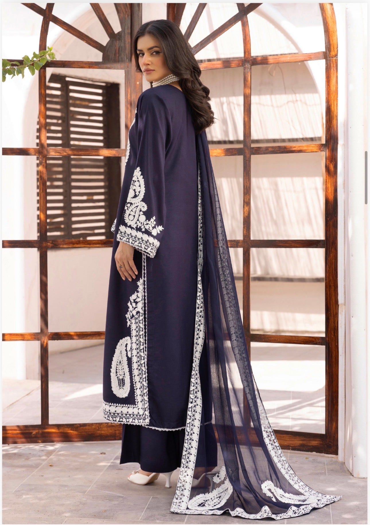 ALMILA- 3 pieces Embroidered Dhanak Suit