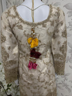 DULHAN - 3 pieces heavy Embroidered Net Pakistani wedding Gharara Suit