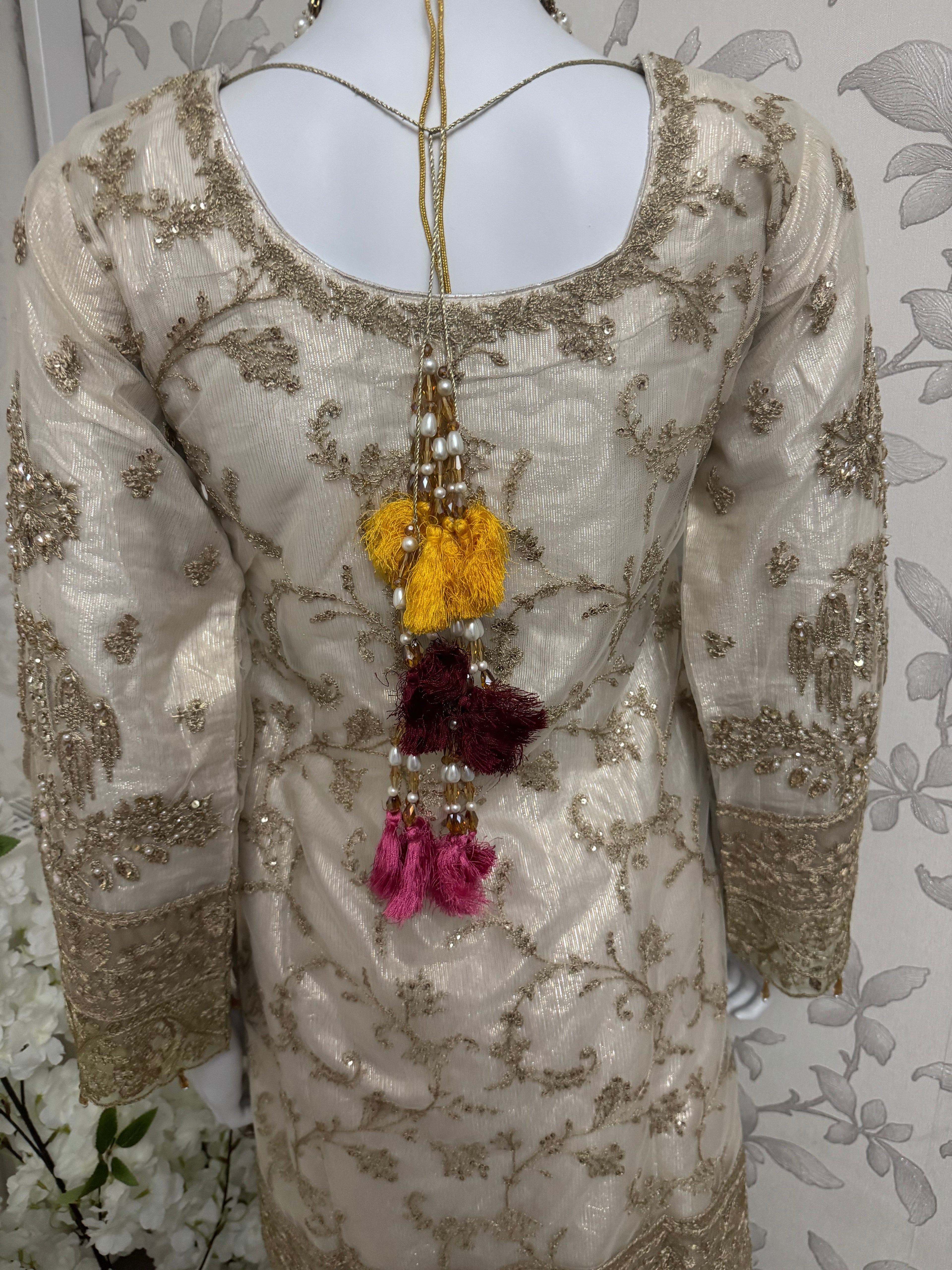 DULHAN - 3 pieces heavy Embroidered Net Pakistani wedding Gharara Suit
