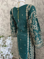 AFROZ Emerald- 3 piece Embroidered soft Organza Suit