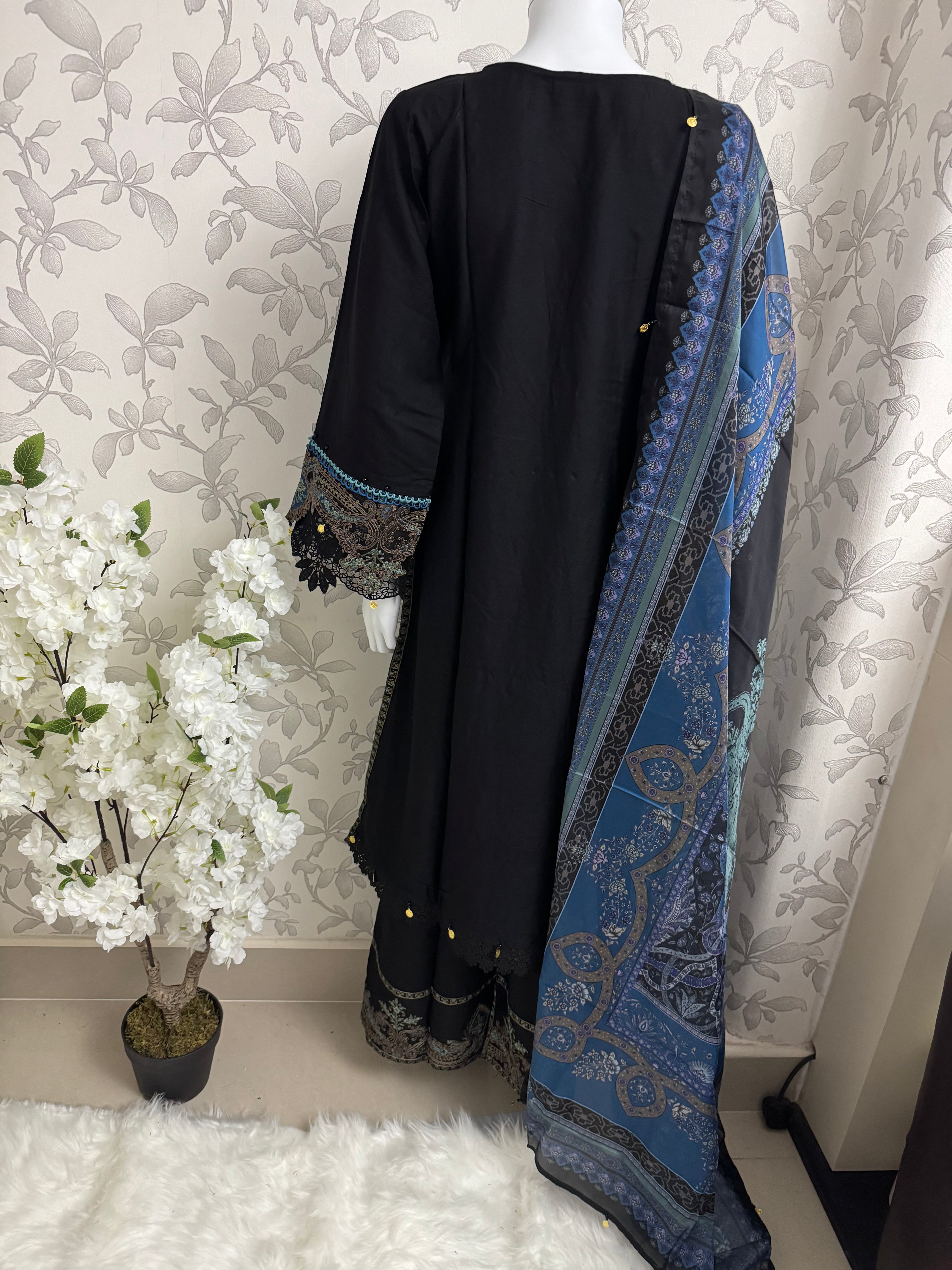 M Prints 6B inspired Embroidered 3-Piece Suit | Pakistani Designer Dress