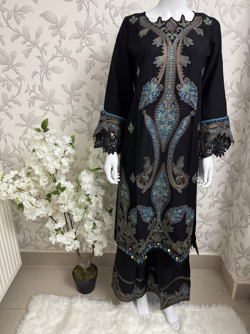 M Prints 6B inspired Embroidered 3-Piece Suit | Pakistani Designer Dress