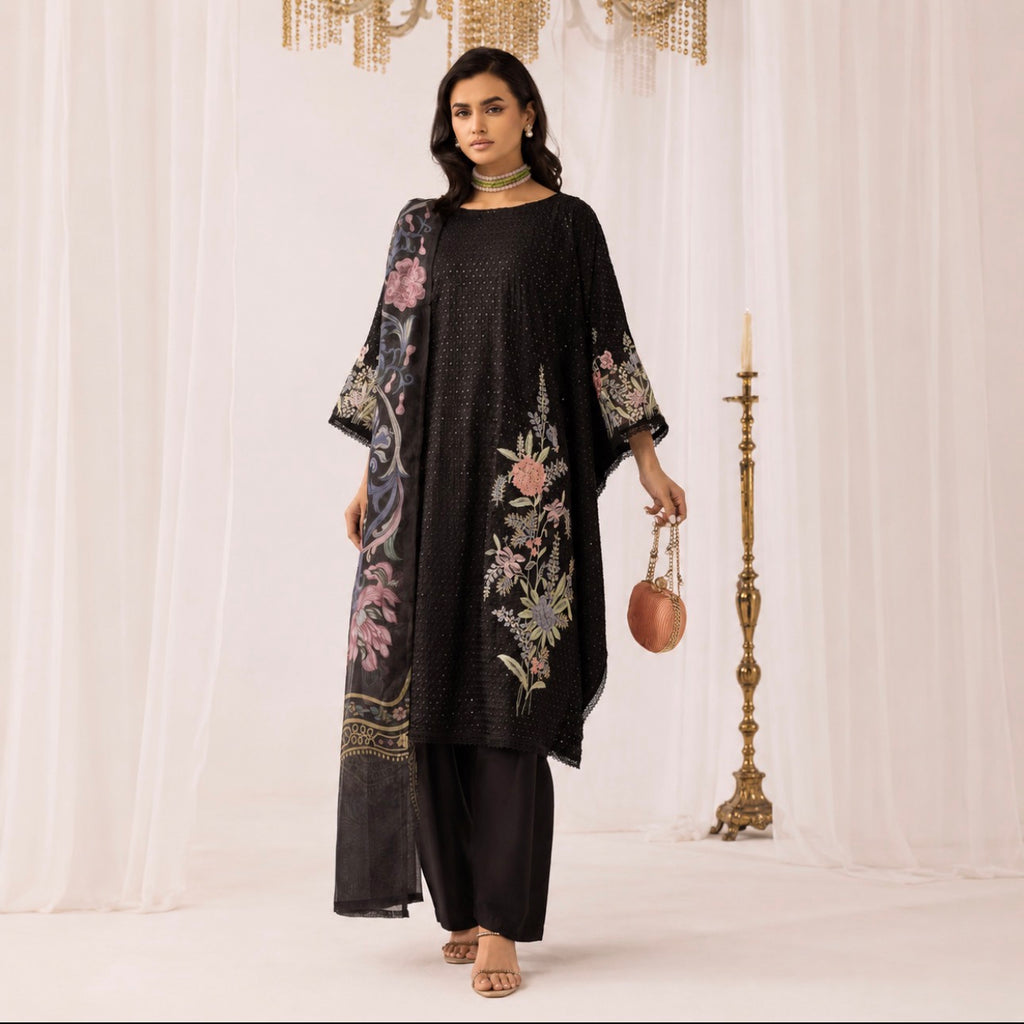M Prints inspired Embroidered 3-Piece Suit | Pakistani Designer Dress