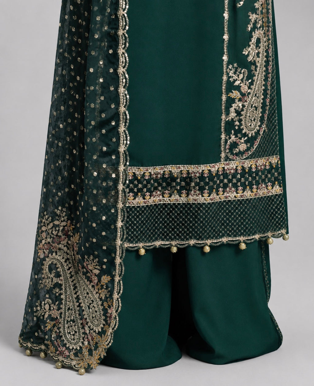 CHAAND RAAT- 3 piece Embroidered Raw Silk suit