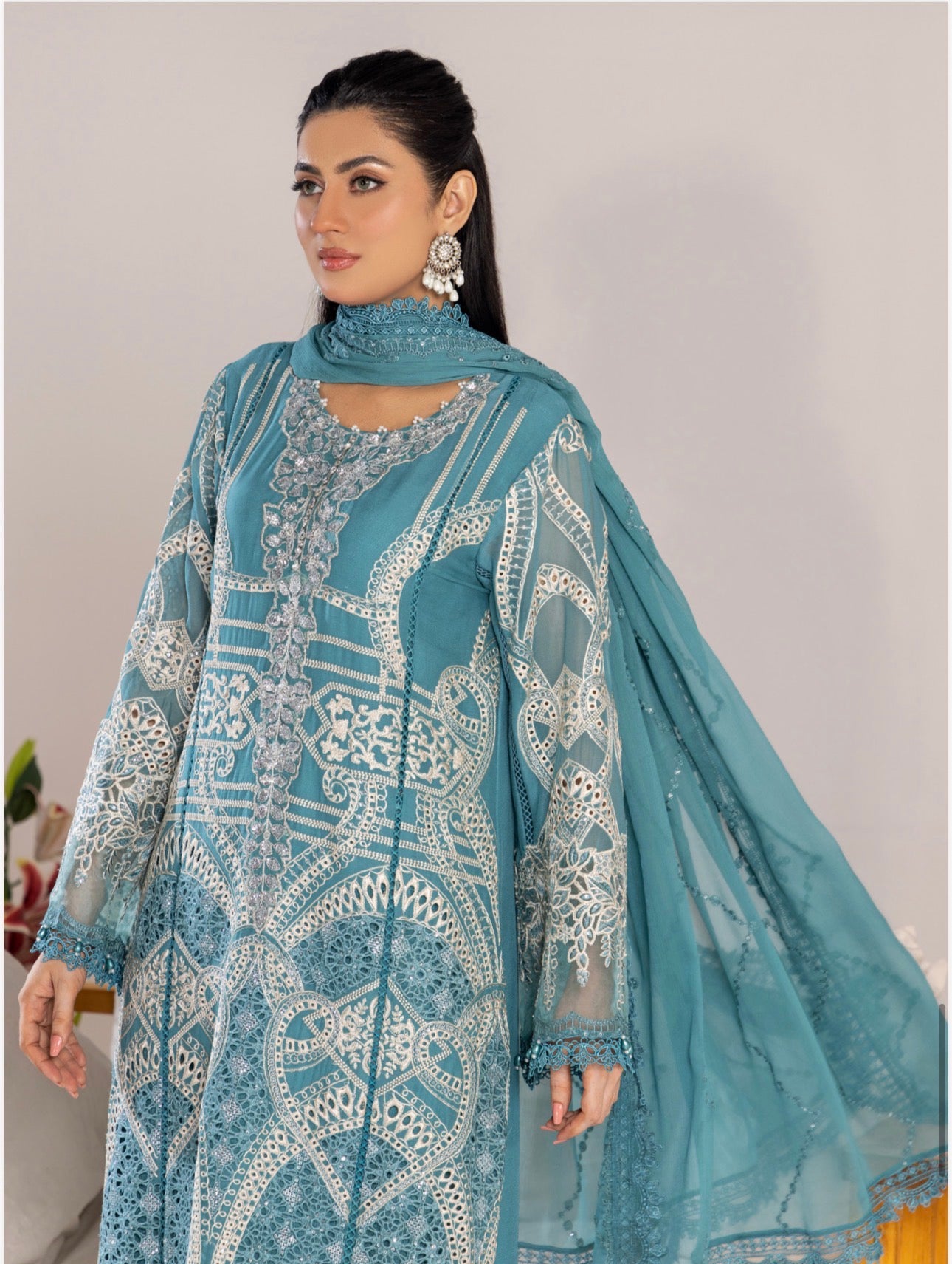 SONIYA-3 piece Embroidered Chiffon Suit