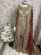 DULHAN - 3 pieces heavy Embroidered Net Pakistani wedding Gharara Suit