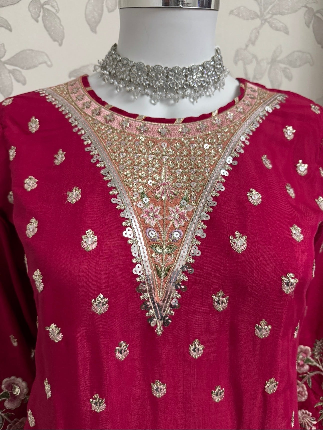 ETHNIC LUX- 3 piece Embroidered viscose Suit