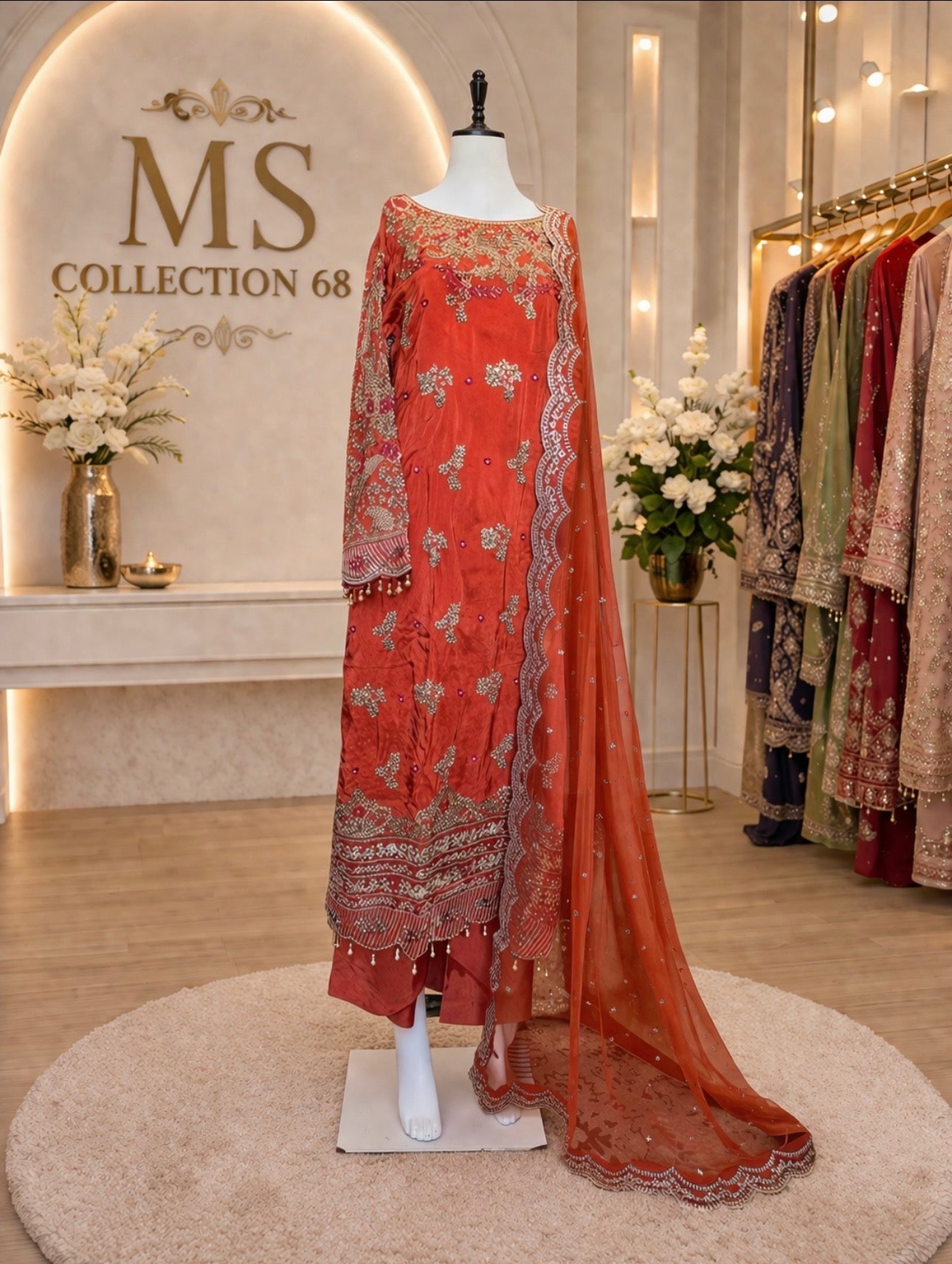 MARIGOLD-3 pieces heavy embroidered silk suit