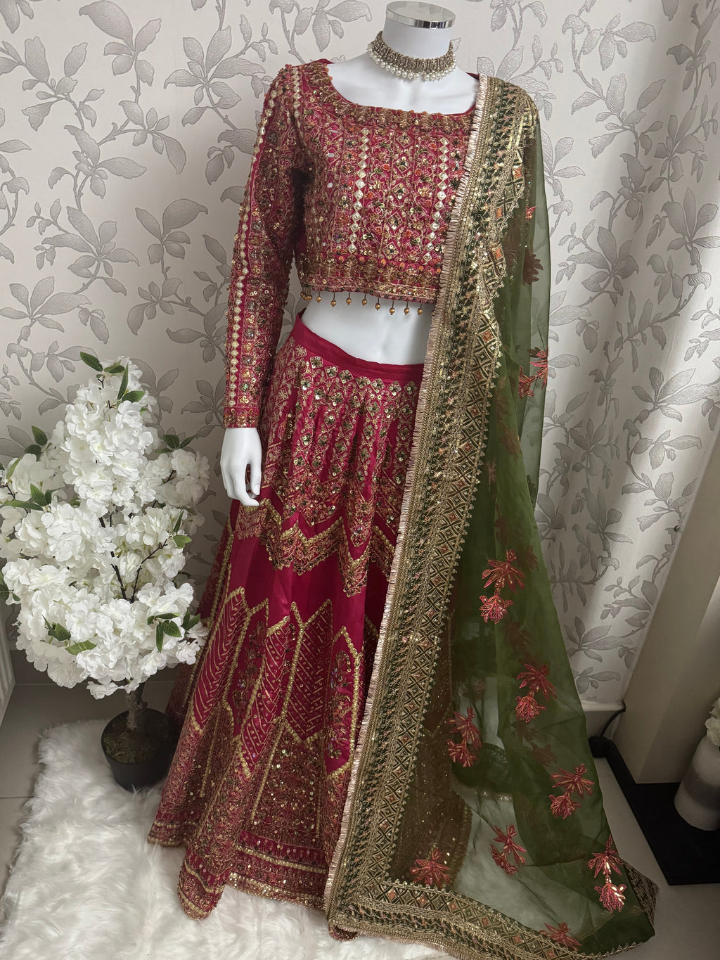 GUL BADAN-3 piece Embroidered Pakistani bridal Lehenga choli