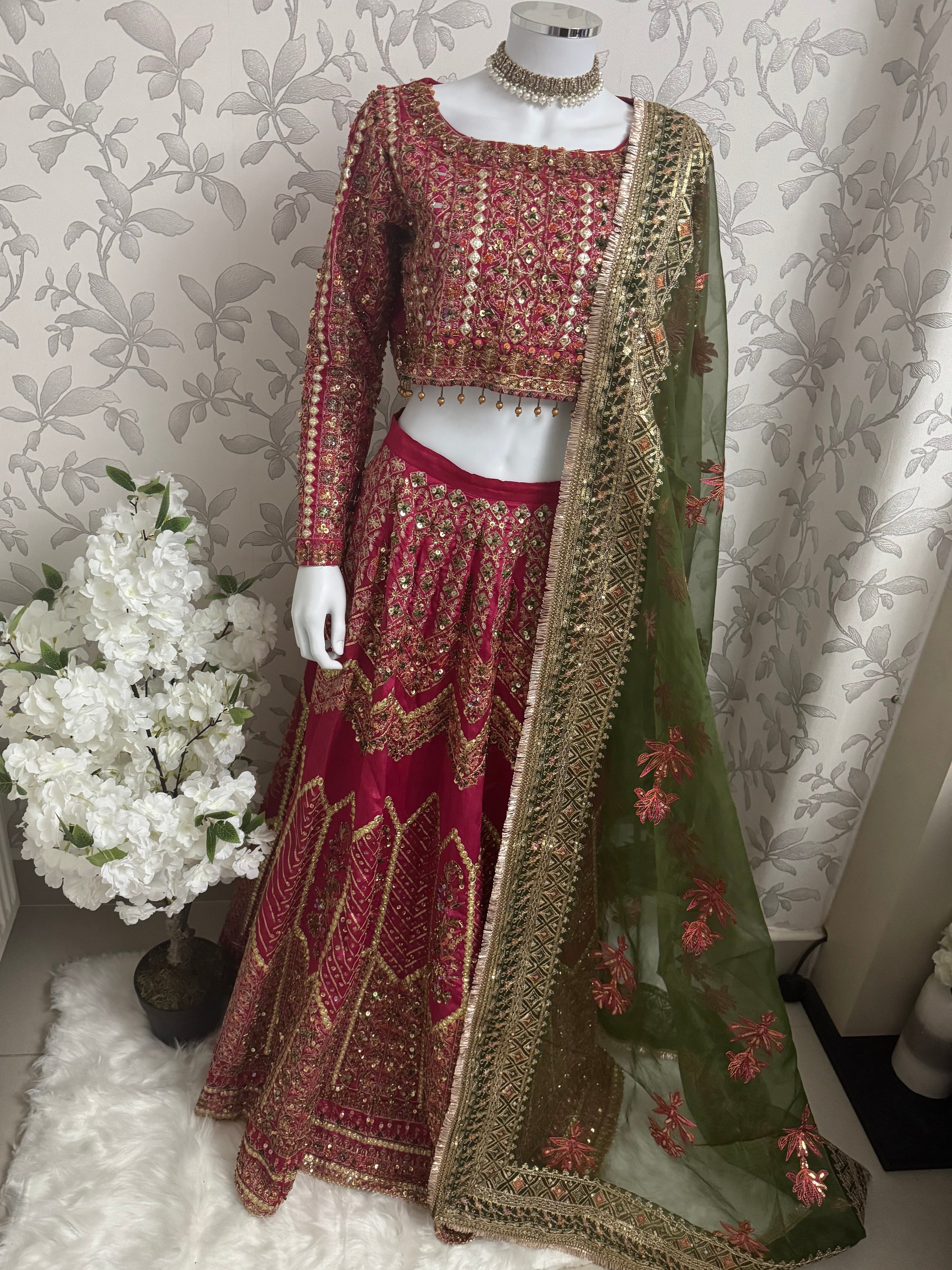 GUL BADAN-3 piece Embroidered Pakistani bridal Lehenga choli