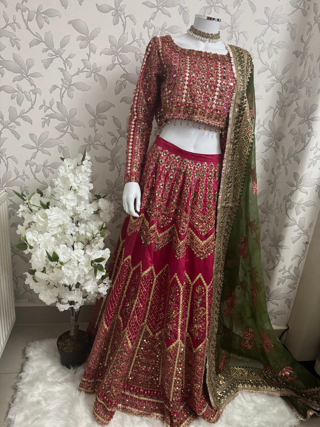 GUL BADAN-3 piece Embroidered Pakistani bridal Lehenga choli