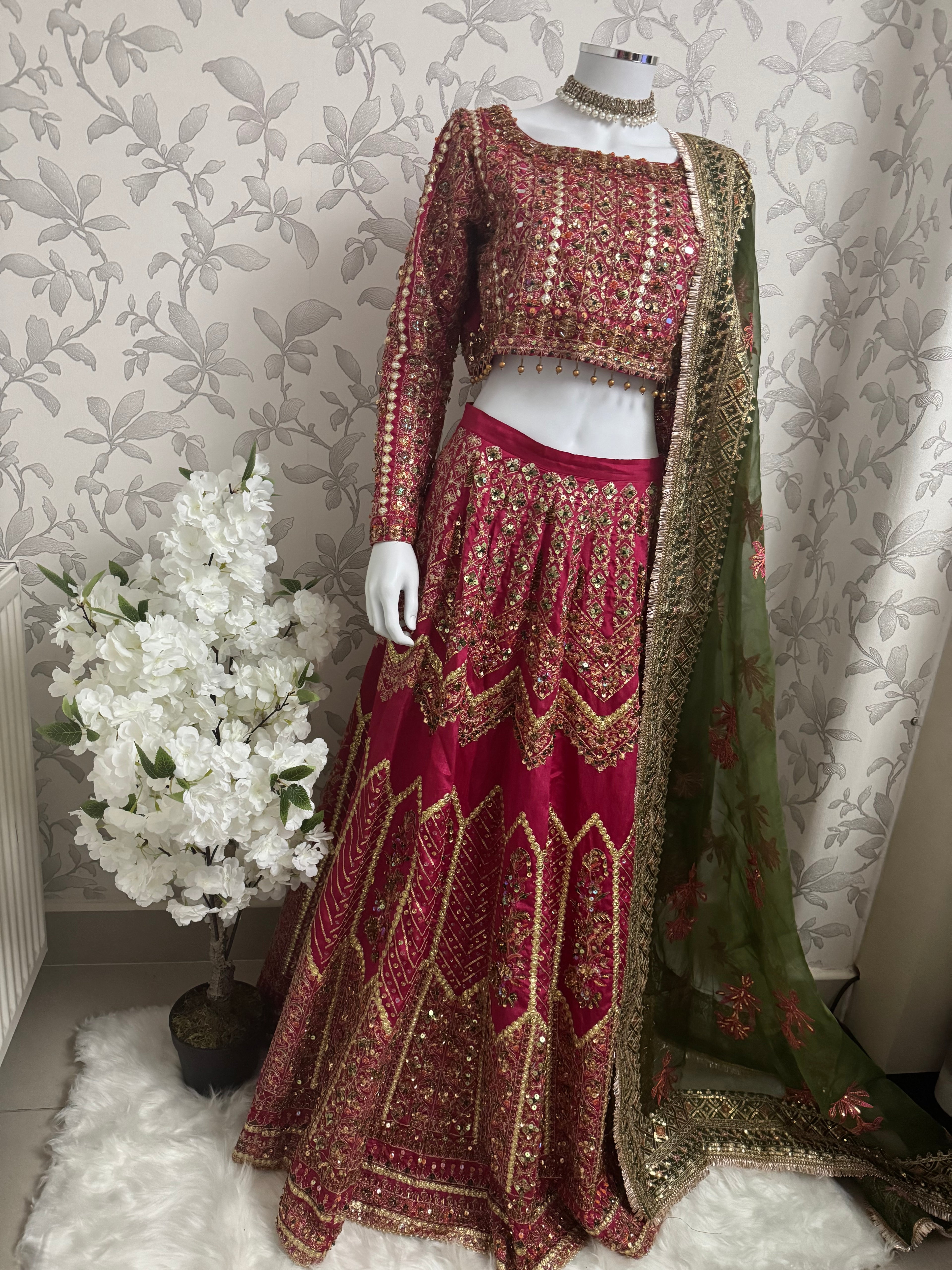 GUL BADAN-3 piece Embroidered Pakistani bridal Lehenga choli