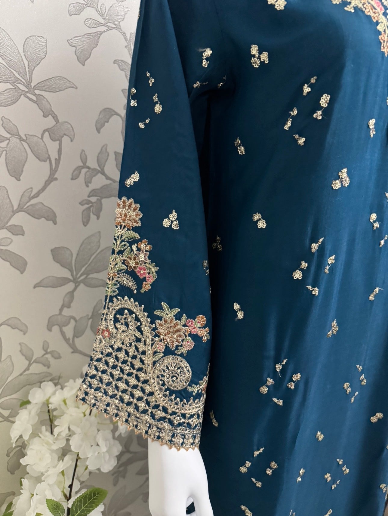 ETHNIC LUX- 3 Piece  embroidered viscose Suit