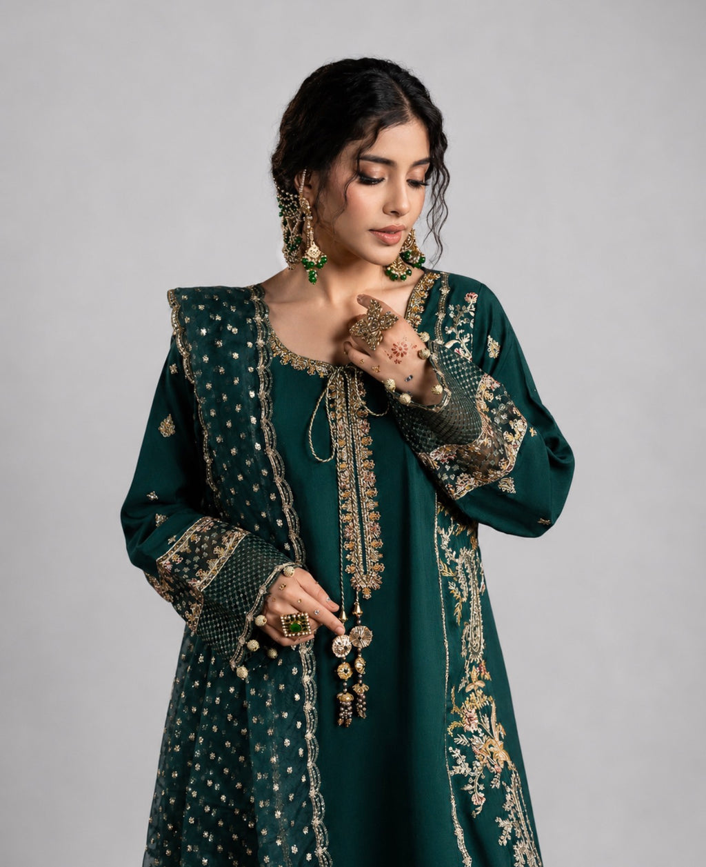 CHAAND RAAT- 3 piece Embroidered Raw Silk suit