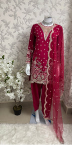 ETHNIC LUX- 3 piece Embroidered viscose Suit