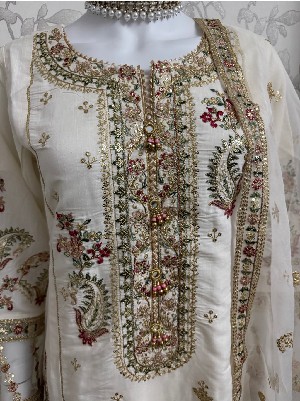 ETHNIC LUX- 3 Piece embroidered viscose Suit