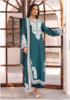 ALMILA- 3 pieces Embroidered Dhanak Suit